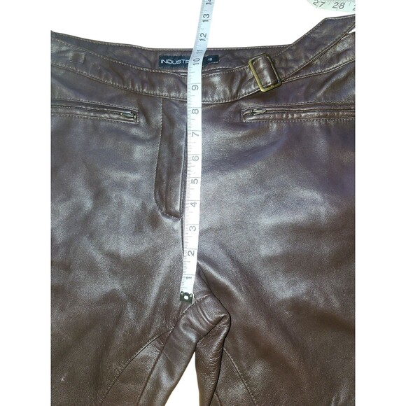 Industry Y2K Mid-Rise Soft Leather Flare Pants Womens 10 Brown Dark Academia - Picture 7 of 8